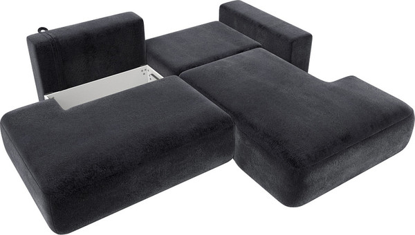 Изображение товара Диван угловой Лига Диванов Лига-036 НПБ Модерн правый / 127783 (велюр Tower 11 темно-серый)