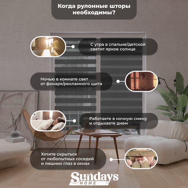 Изображение товара Рулонная штора Sundays Home ДН LB 111-10 72х160 (графитовый)