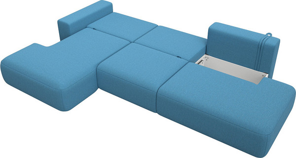 Изображение товара Диван угловой Лига Диванов Лига-036 НПБ Модерн Лонг левый / 125471L (рогожка амур голубой)
