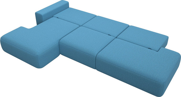 Изображение товара Диван угловой Лига Диванов Лига-036 НПБ Модерн Лонг левый / 125471L (рогожка амур голубой)
