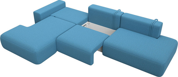 Изображение товара Диван угловой Лига Диванов Лига-036 НПБ Модерн Лонг левый / 125471L (рогожка амур голубой)