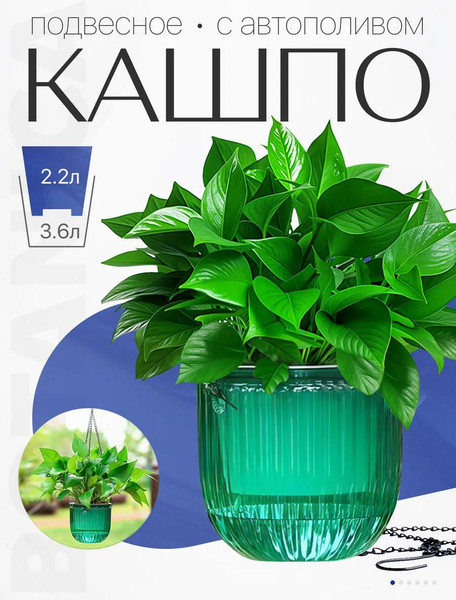 Изображение товара Кашпо BOTANICA Liana (21x20см, зеленый)