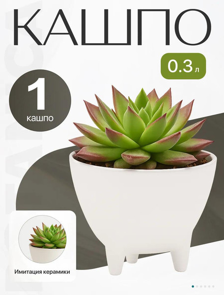 Изображение товара Кашпо BOTANICA Step (11x8.5см, белый)