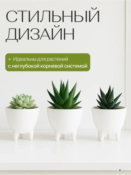 Изображение товара Кашпо BOTANICA Step (14.5x10.5см, белый)