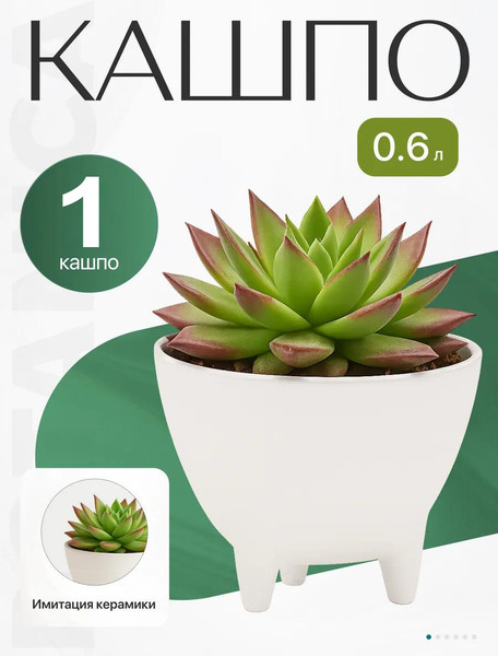 Изображение товара Кашпо BOTANICA Step (14.5x10.5см, белый)