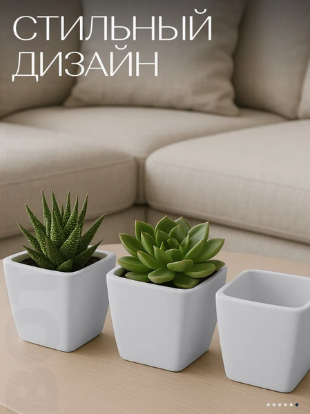 Изображение товара Кашпо BOTANICA Cactus (8.8x8.5см, белый)