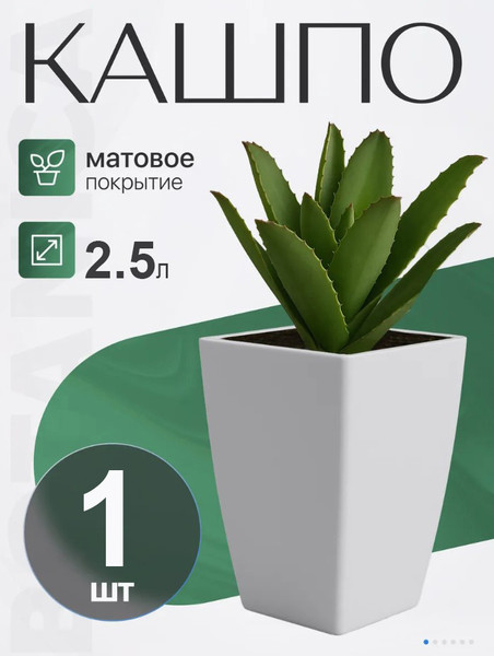 Изображение товара Кашпо BOTANICA Cactus (15x24см, белый)