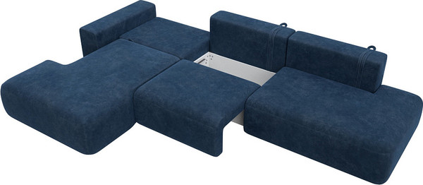 Изображение товара Диван угловой Лига Диванов Лига-036 НПБ Модерн Лонг левый / 127747L (велюр Brut 11 синий)