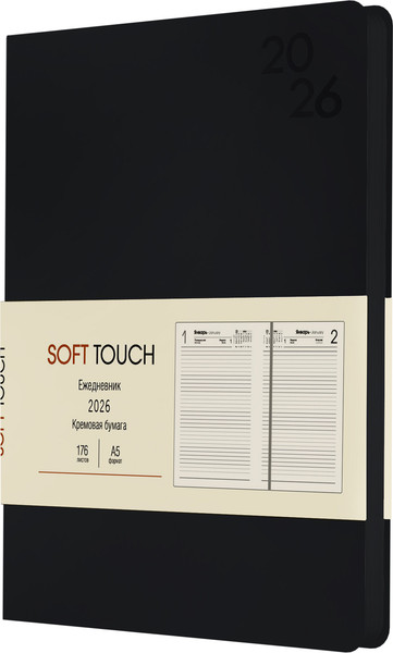 Изображение товара Ежедневник Listoff Soft Touch / ЕКСТ52617601 (176л, черный)