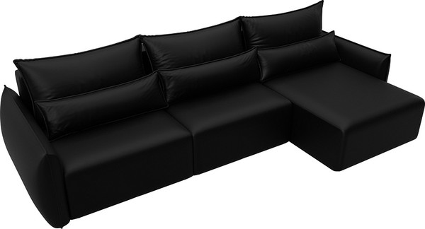 Изображение товара Диван угловой Лига Диванов Лига-051 НПБ Лонг универсальный / 129892 (экокожа Grifon 18 черный)