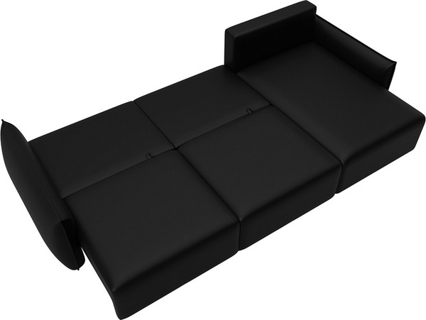 Изображение товара Диван угловой Лига Диванов Лига-051 НПБ Лонг универсальный / 129892 (экокожа Grifon 18 черный)