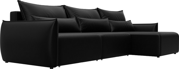 Изображение товара Диван угловой Лига Диванов Лига-051 НПБ Лонг универсальный / 129892 (экокожа Grifon 18 черный)
