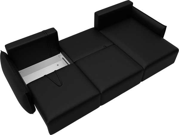 Изображение товара Диван угловой Лига Диванов Лига-051 НПБ Лонг универсальный / 129892 (экокожа Grifon 18 черный)