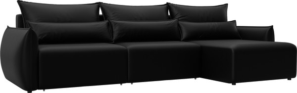 Изображение товара Диван угловой Лига Диванов Лига-051 НПБ Лонг универсальный / 129892 (экокожа Grifon 18 черный)