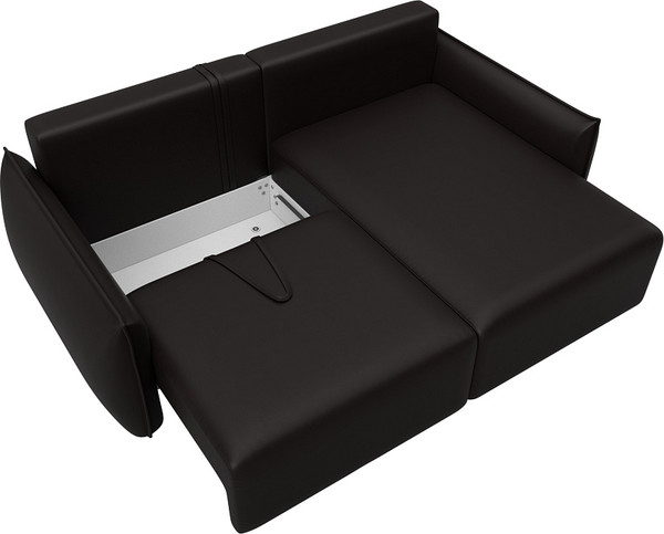 Изображение товара Диван угловой Лига Диванов Лига-051 НПБ универсальный / 129887 (экокожа Grifon 12 коричневый)