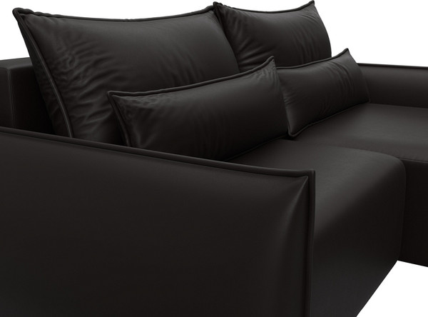 Изображение товара Диван угловой Лига Диванов Лига-051 НПБ универсальный / 129887 (экокожа Grifon 12 коричневый)