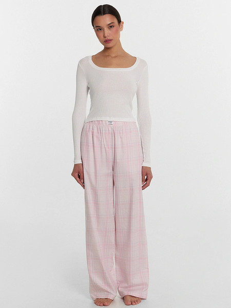 Изображение товара Пижама Mark Formelle 592549 (р.170-100-106, белый/розово-белая клетка/декор)