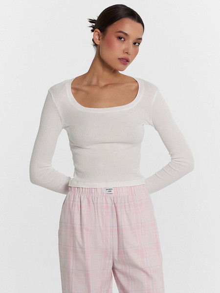 Изображение товара Пижама Mark Formelle 592549 (р.170-100-106, белый/розово-белая клетка/декор)