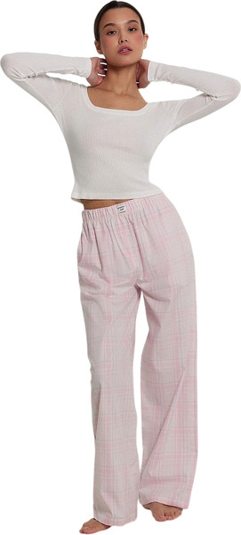 Изображение товара Пижама Mark Formelle 592549 (р.170-100-106, белый/розово-белая клетка/декор)