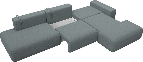 Изображение товара Диван угловой Лига Диванов Лига-036 НПБ Модерн Лонг правый / 124696 (рогожка амур серый)