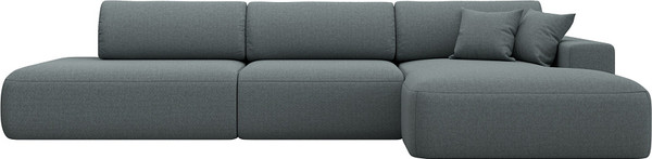 Изображение товара Диван угловой Лига Диванов Лига-036 НПБ Модерн Лонг правый / 124696 (рогожка амур серый)