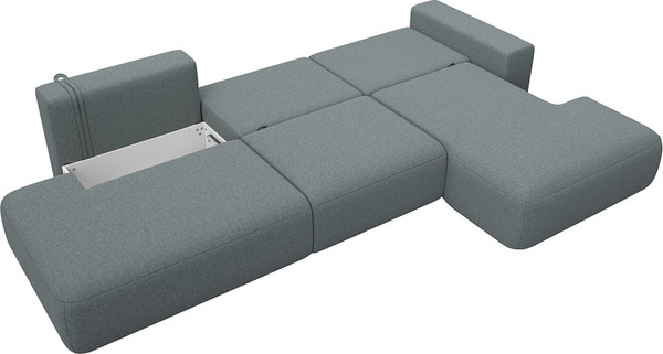 Изображение товара Диван угловой Лига Диванов Лига-036 НПБ Модерн Лонг правый / 124696 (рогожка амур серый)