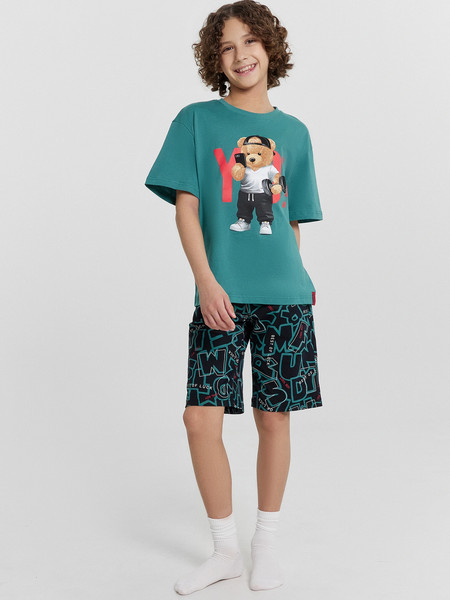 Изображение товара Пижама детская Mark Formelle 563327 (р.140-68, малахит/буквы на черном)