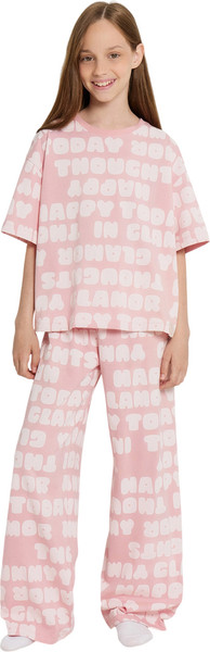 Изображение товара Пижама детская Mark Formelle 567747 (р.104-56, текст на пыльной розе/декор)
