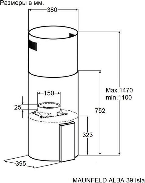 Изображение товара Вытяжка коробчатая Maunfeld Alba 39 Isla (черный)