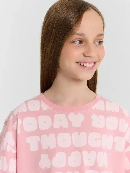 Изображение товара Пижама детская Mark Formelle 567747 (р.116-60, текст на пыльной розе/декор)