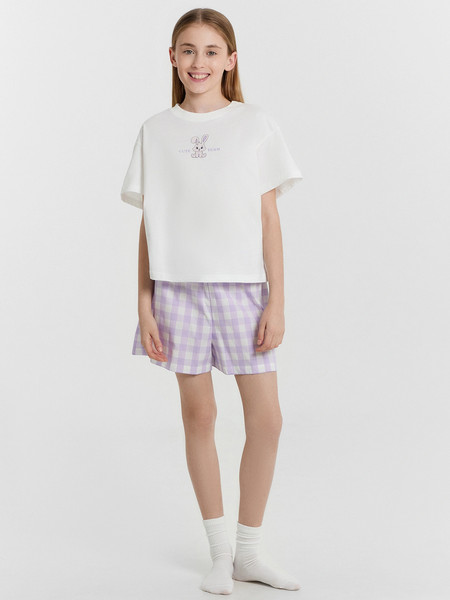 Изображение товара Пижама детская Mark Formelle 567748 (р.122-60, белый/клетка на светло-лиловом)