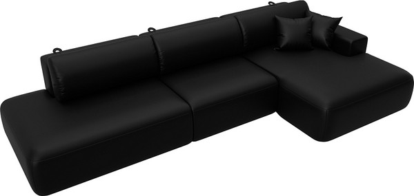 Изображение товара Диван угловой Лига Диванов Лига-036 НПБ Модерн Лонг правый / 127752 (экокожа Grifon 18 черный)