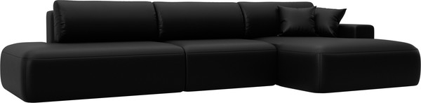 Изображение товара Диван угловой Лига Диванов Лига-036 НПБ Модерн Лонг правый / 127752 (экокожа Grifon 18 черный)