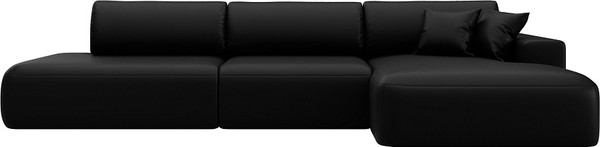 Изображение товара Диван угловой Лига Диванов Лига-036 НПБ Модерн Лонг правый / 127752 (экокожа Grifon 18 черный)