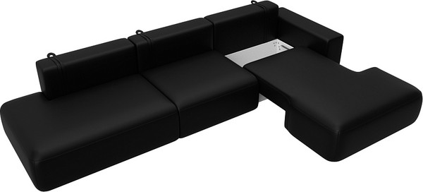 Изображение товара Диван угловой Лига Диванов Лига-036 НПБ Модерн Лонг правый / 127752 (экокожа Grifon 18 черный)