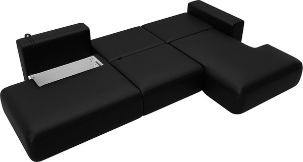 Изображение товара Диван угловой Лига Диванов Лига-036 НПБ Модерн Лонг правый / 127752 (экокожа Grifon 18 черный)