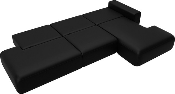 Изображение товара Диван угловой Лига Диванов Лига-036 НПБ Модерн Лонг правый / 127752 (экокожа Grifon 18 черный)
