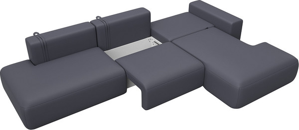 Изображение товара Диван угловой Лига Диванов Лига-036 НПБ Модерн Лонг правый / 127753 (экокожа Grifon 15 серый)