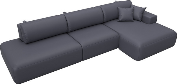 Изображение товара Диван угловой Лига Диванов Лига-036 НПБ Модерн Лонг правый / 127753 (экокожа Grifon 15 серый)