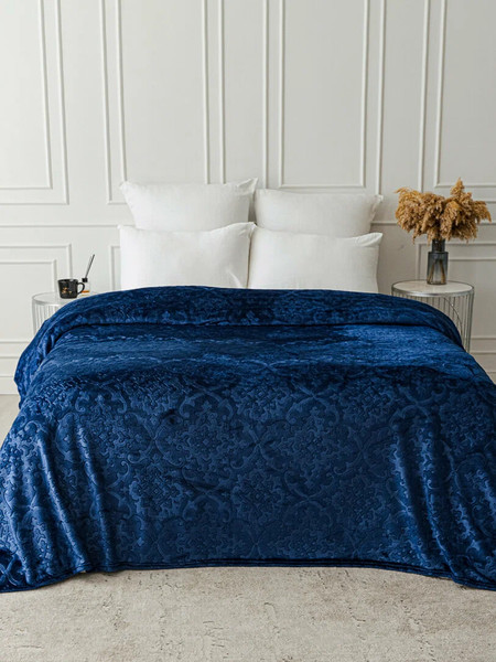 Изображение товара Плед Павлина Skandi Тиснение 200x220 (королевский синий)