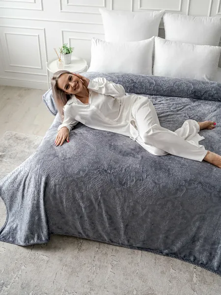 Изображение товара Плед Павлина Skandi Тиснение 200x220 (серый)