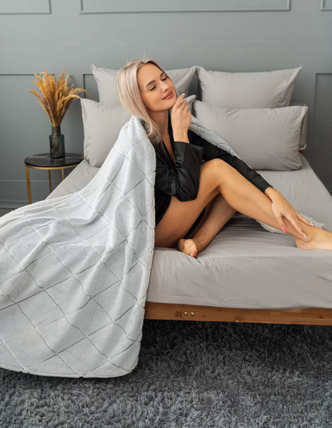 Изображение товара Плед Павлина Skandi Тиснение ромбы 220x240 (серый)