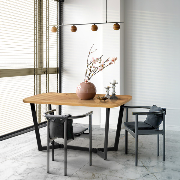 Изображение товара Обеденный стол Millwood Мюнхен 140х80 (дуб золотой Craft/металл черный)