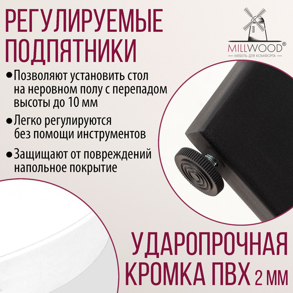Изображение товара Обеденный стол Millwood Мюнхен 140х80 (белый/металл черный)