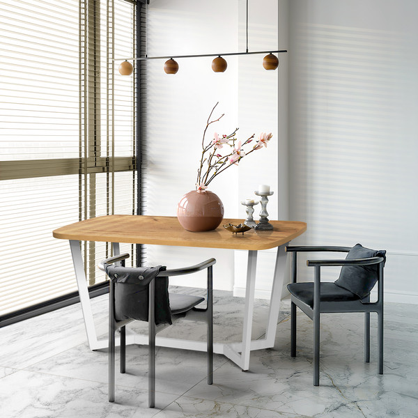 Изображение товара Обеденный стол Millwood Мюнхен 140х80 (дуб золотой Craft/металл белый)