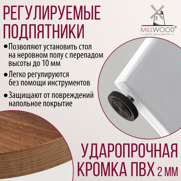 Изображение товара Обеденный стол Millwood Мюнхен 140х80 (дуб табачный Craft/металл белый)