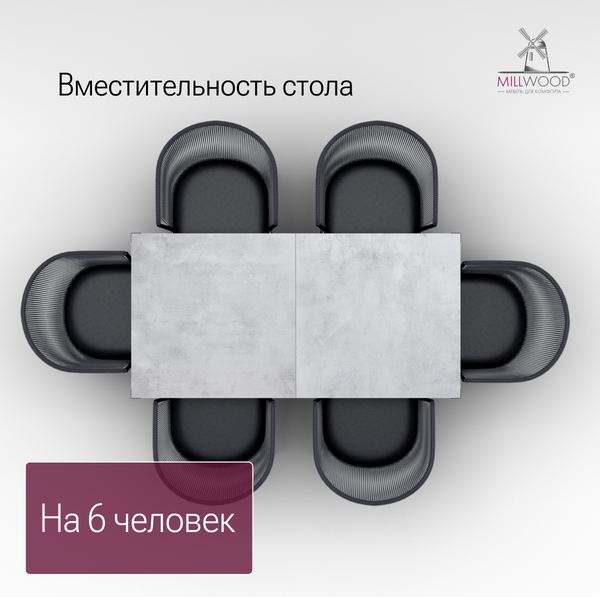 Изображение товара Стол садовый Millwood Сеул Керамогранит 160х80 (серый бетон/металл черный)
