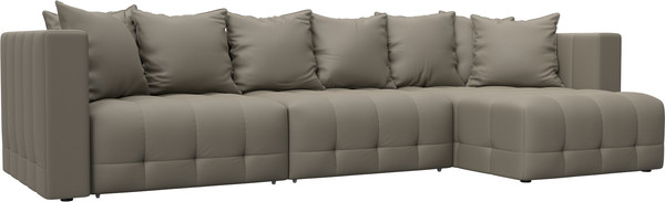 Изображение товара Диван угловой Лига Диванов Лига-052 НПБ Лонг универсальный / 129914 (экокожа Grifon 04 бежевый)