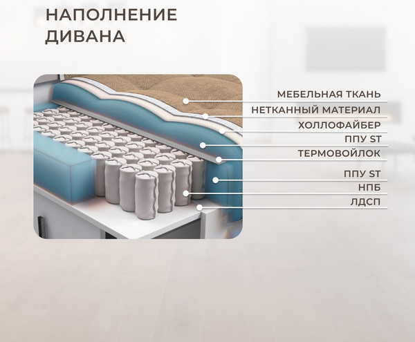 Изображение товара Диван угловой Лига Диванов Лига-052 НПБ Лонг универсальный / 129916 (экокожа Grifon 18 черный)