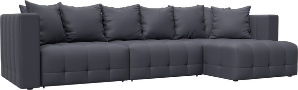 Изображение товара Диван угловой Лига Диванов Лига-052 НПБ Лонг универсальный / 129917 (экокожа Grifon 15 серый)